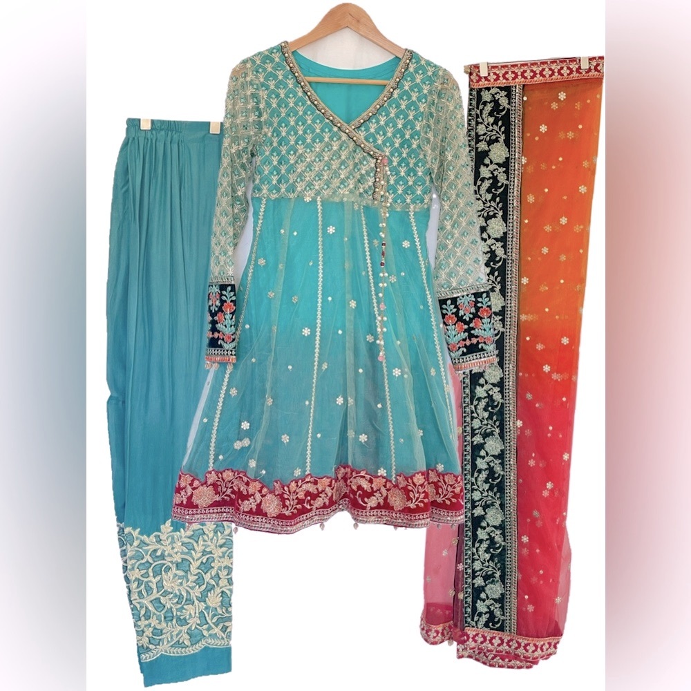 3- Piece Turquoise Suit with Pants